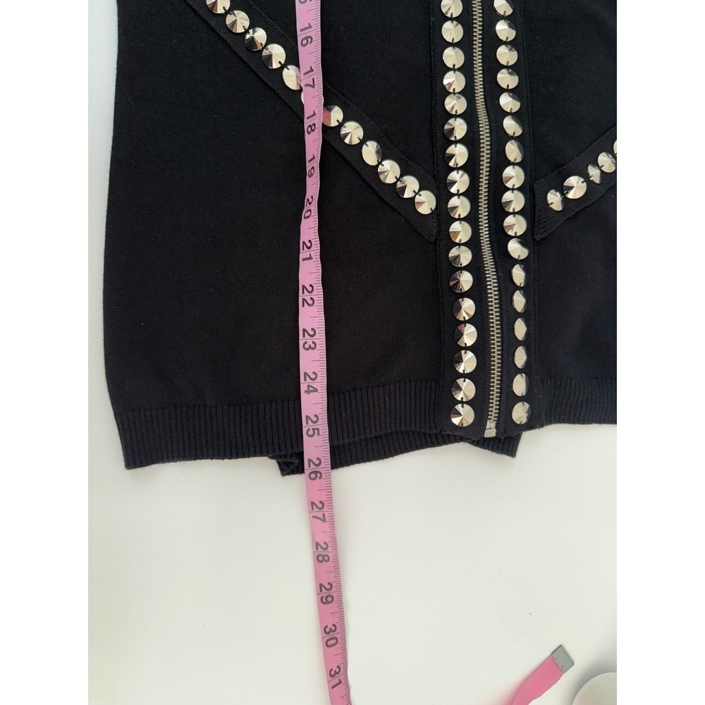 Boston Proper Studded Cardigan Large Black Zip Front Mock Neck NWT - Picture 8 of 11